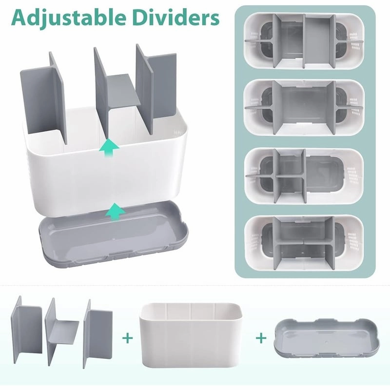 Toothbrush and Toothpaste Holder Drainage for Bathroom Countertop - 7.4"L x 3.5"W x 4.72"H