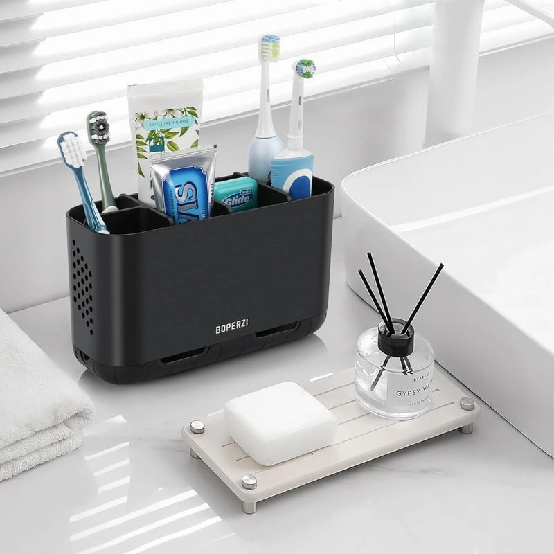 Toothbrush and Toothpaste Holder Drainage for Bathroom Countertop - 7.4"L x 3.5"W x 4.72"H