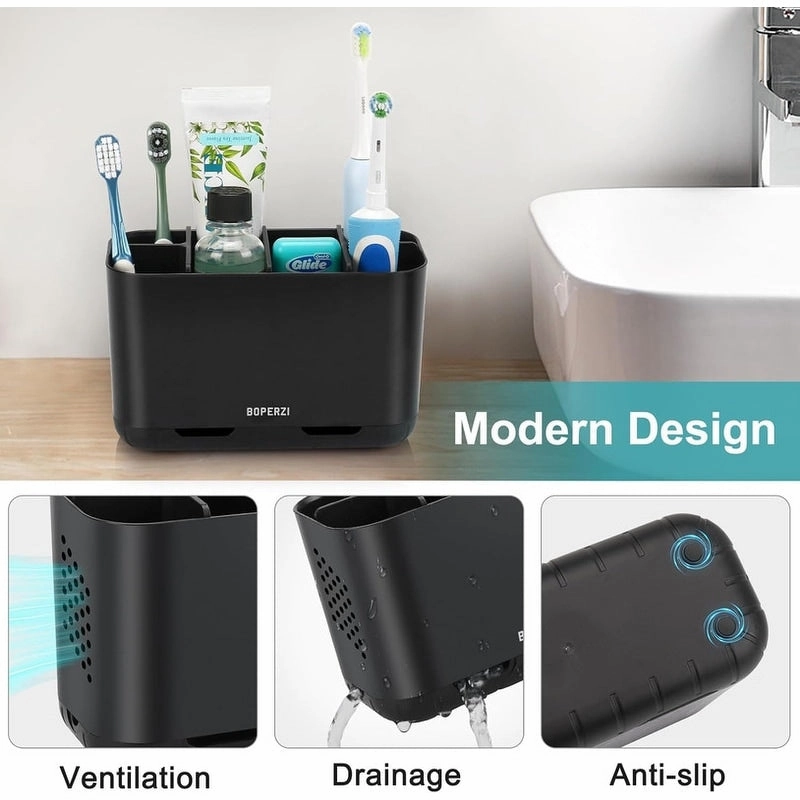 Toothbrush and Toothpaste Holder Drainage for Bathroom Countertop - 7.4"L x 3.5"W x 4.72"H