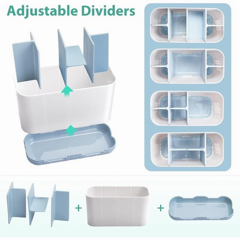 Toothbrush and Toothpaste Holder Drainage for Bathroom Countertop - 7.4"L x 3.5"W x 4.72"H