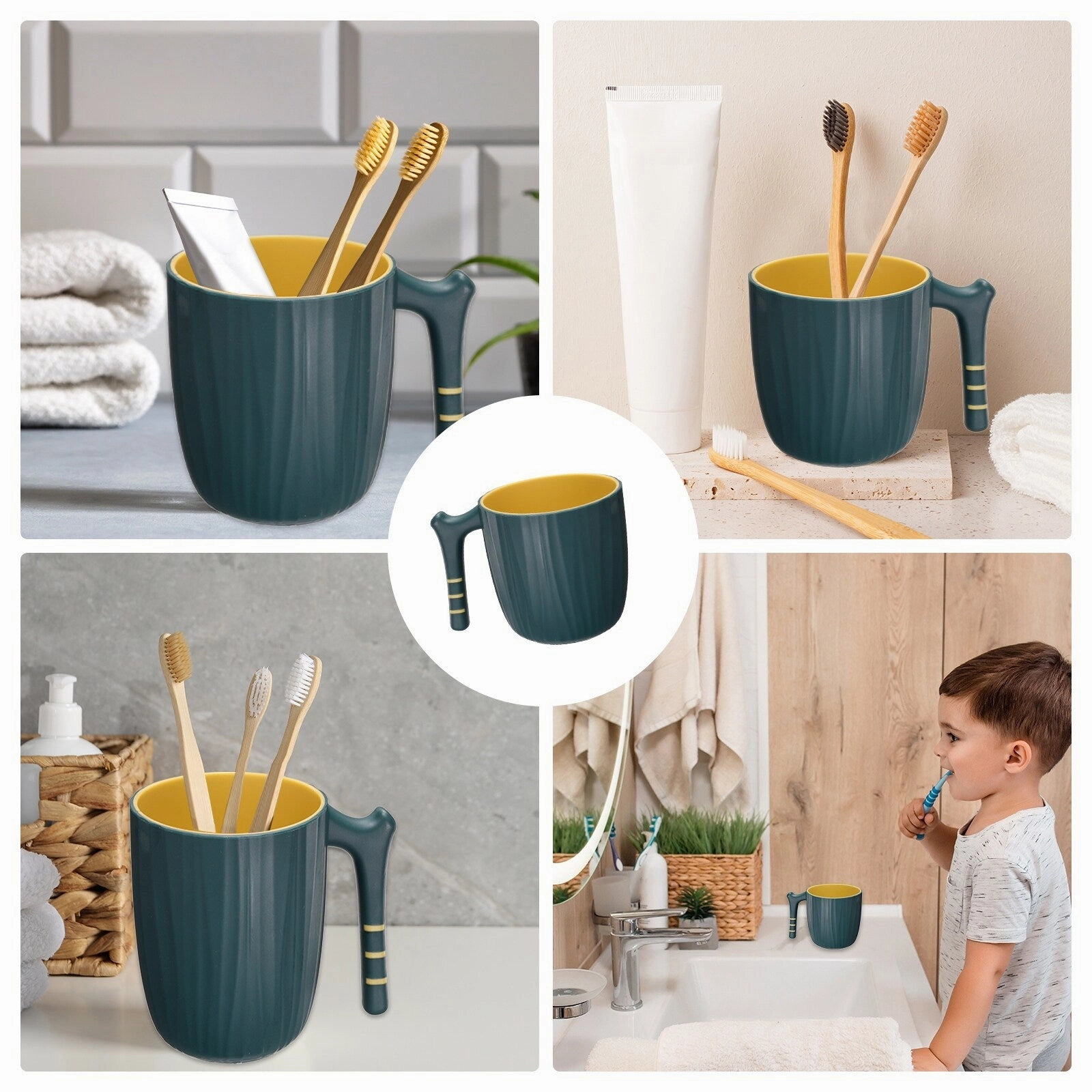 Toothbrush Cup with Handle Reusable Bathroom Tumbler Cup