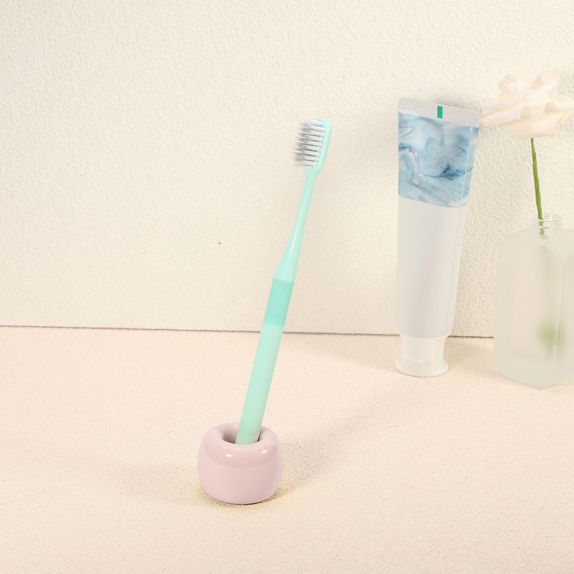 Toothbrush Holder, Round Mini Ceramic Toothbrush Holder Electric Toothbrush Holder, 1.65"x1.18", for Bathroom