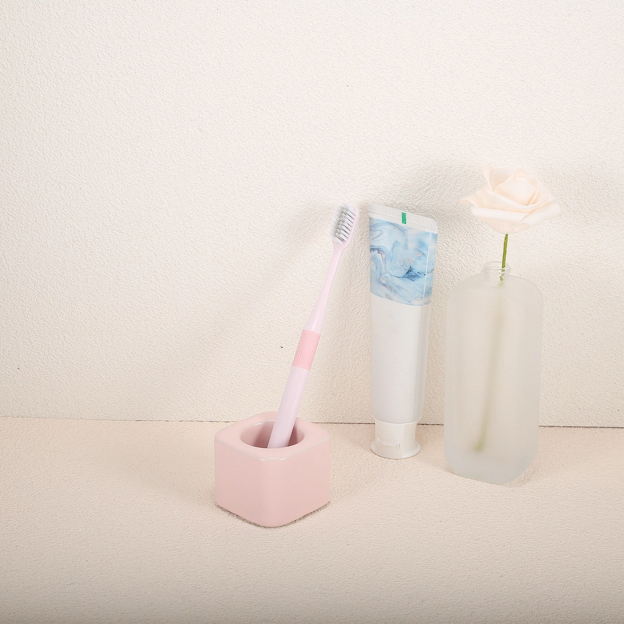 Toothbrush Holder, Square Mini Ceramic Toothbrush Holder Electric Toothbrush Holder 2.20"x2.20"x1.73", for Bathroom