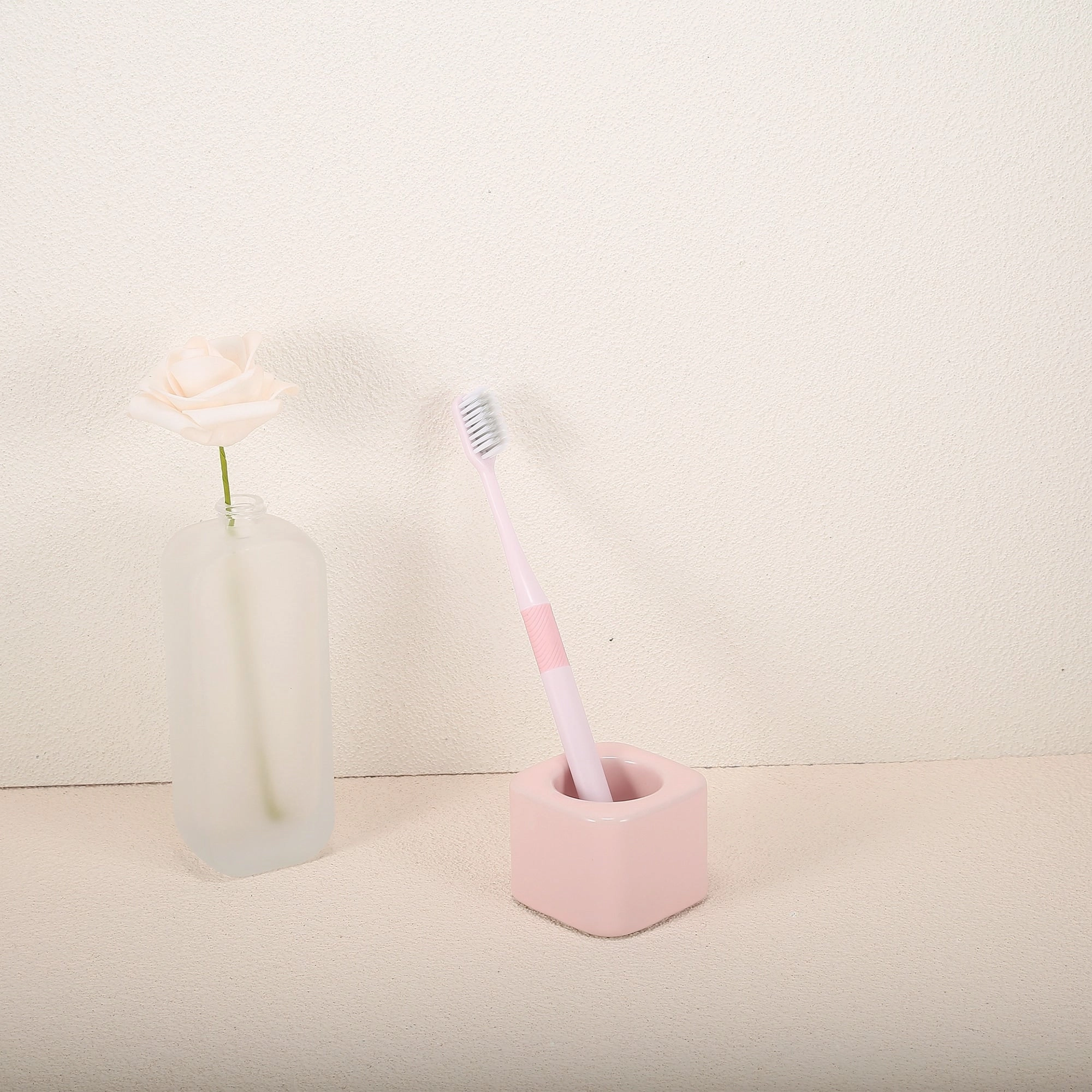Toothbrush Holder, Square Mini Ceramic Toothbrush Holder Electric Toothbrush Holder 2.20"x2.20"x1.73", for Bathroom