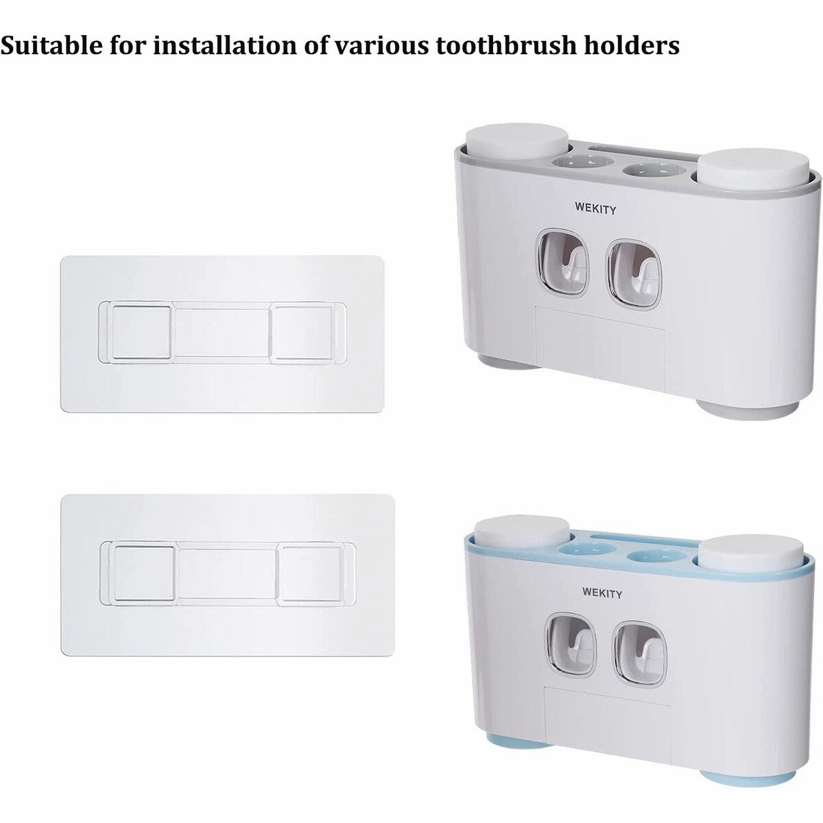 Toothbrush Holder Wall Adhesives, Wall-Mounted Sticker for Toothbrush Holder (Wall Stickers, 2 PCS) - white