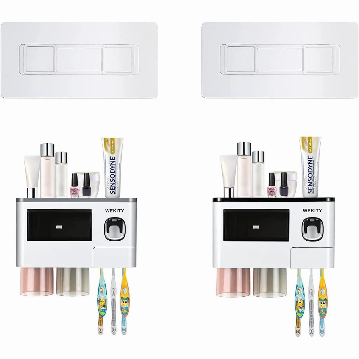 Toothbrush Holder Wall Adhesives, Wall-Mounted Sticker for Toothbrush Holder (Wall Stickers, 2 PCS) - white