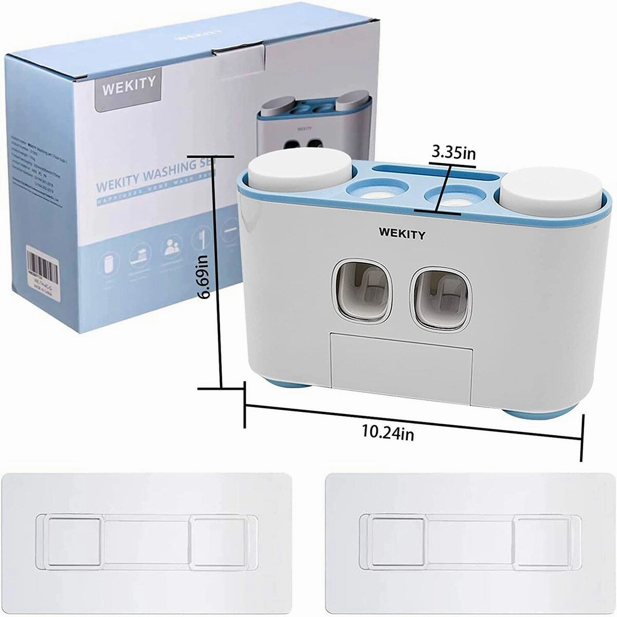 Toothbrush Holder Wall Mounted,Multi-Functional Toothbrush and Toothpaste Dispenser for Bathroom - Blue