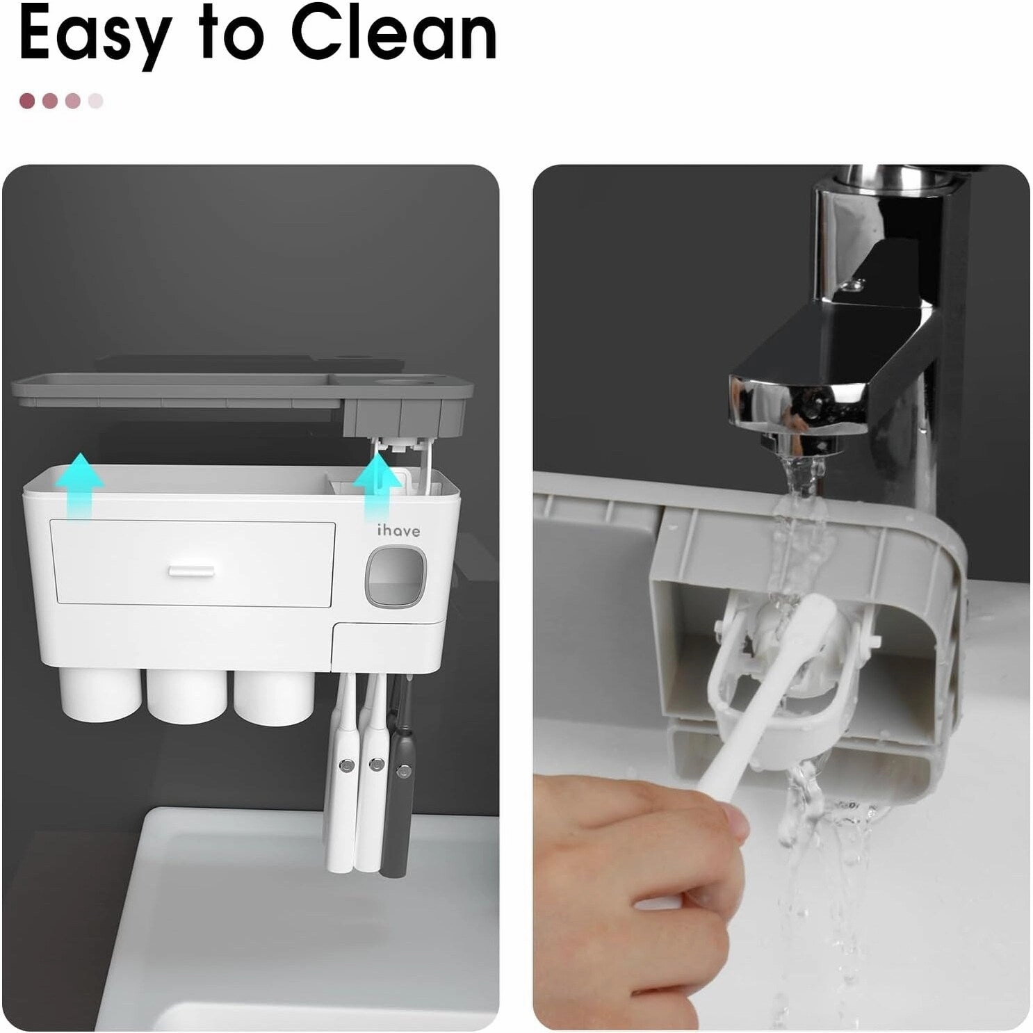 Toothbrush Holder Wall Mounted with Toothpaste Dispenser,Cosmetic Drawer