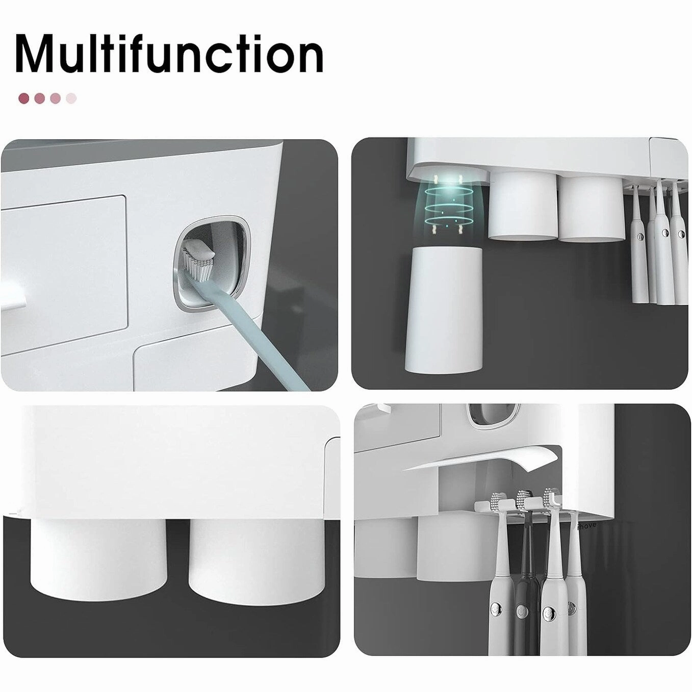 Toothbrush Holder Wall Mounted with Toothpaste Dispenser,Cosmetic Drawer
