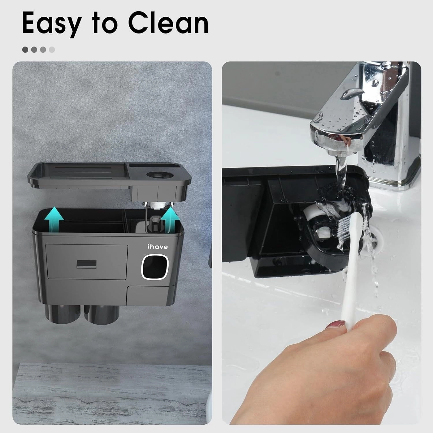 Toothbrush Holder Wall Mounted with Toothpaste Dispenser,Cosmetic Drawer