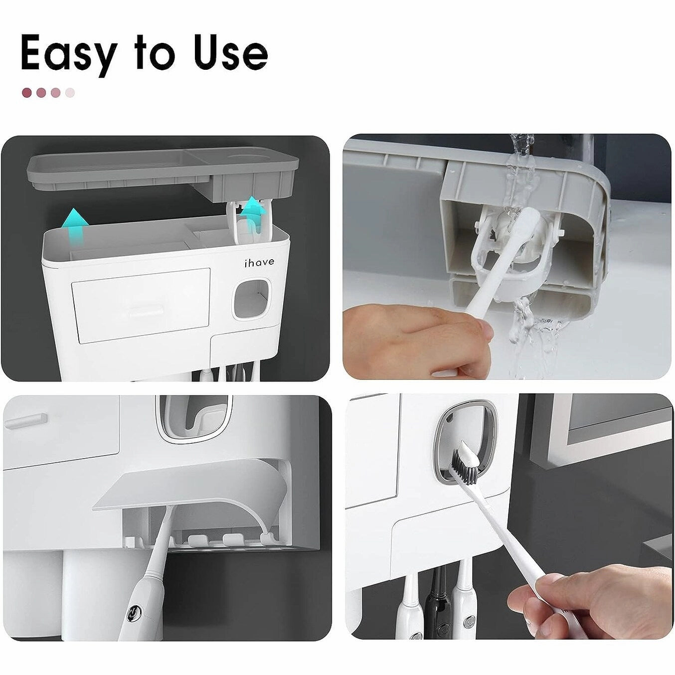 Toothbrush Holder Wall Mounted with Toothpaste Dispenser,Cosmetic Drawer