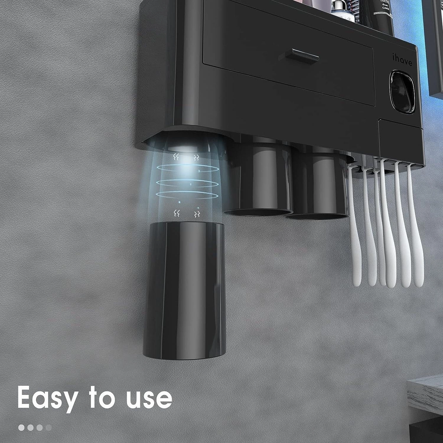 Toothbrush Holder Wall Mounted with Toothpaste Dispenser,Cosmetic Drawer