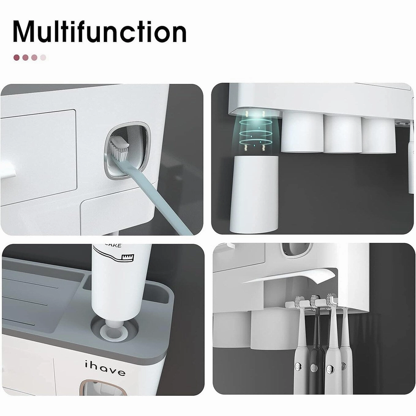 Toothbrush Holder Wall Mounted with Toothpaste Dispenser,Cosmetic Drawer