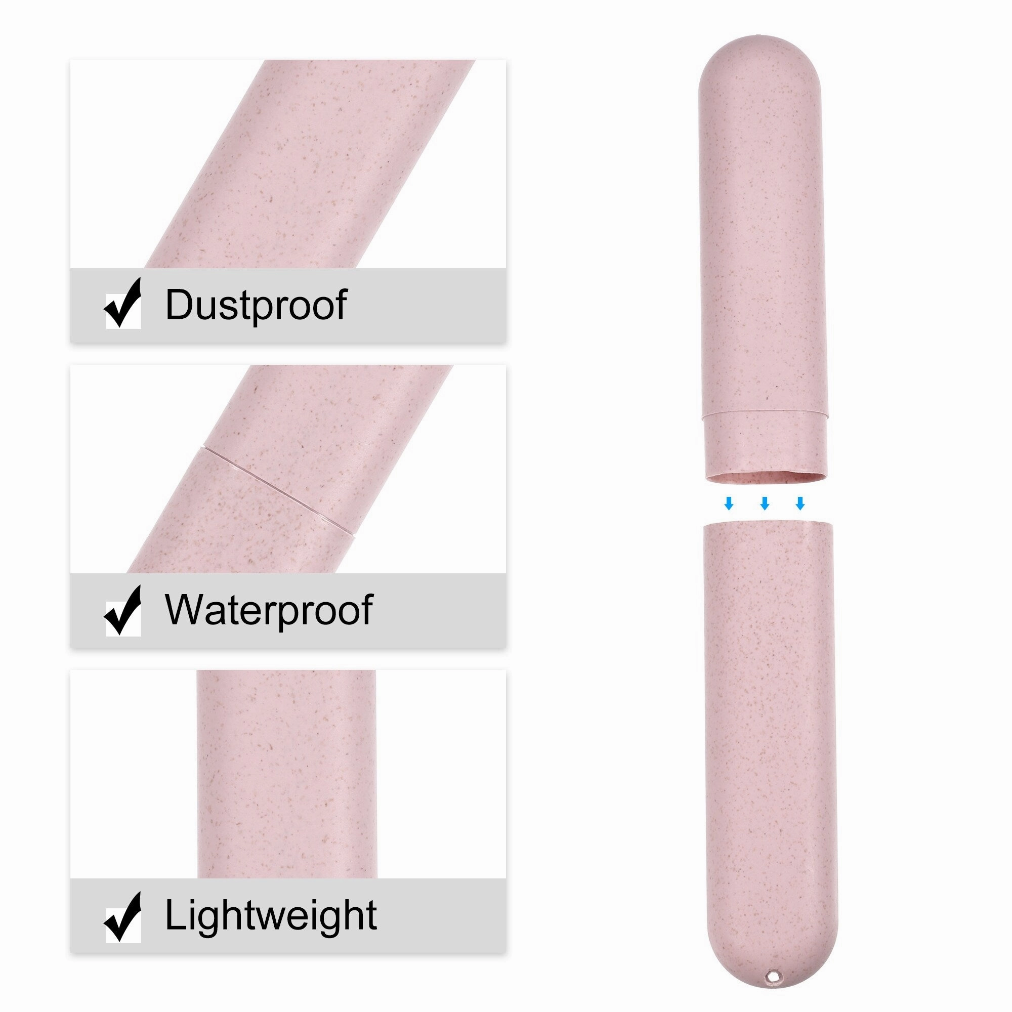Toothbrush Holders Case for Travel Beige Pink 8.07"x1.22"x0.83" - Pink, Beige