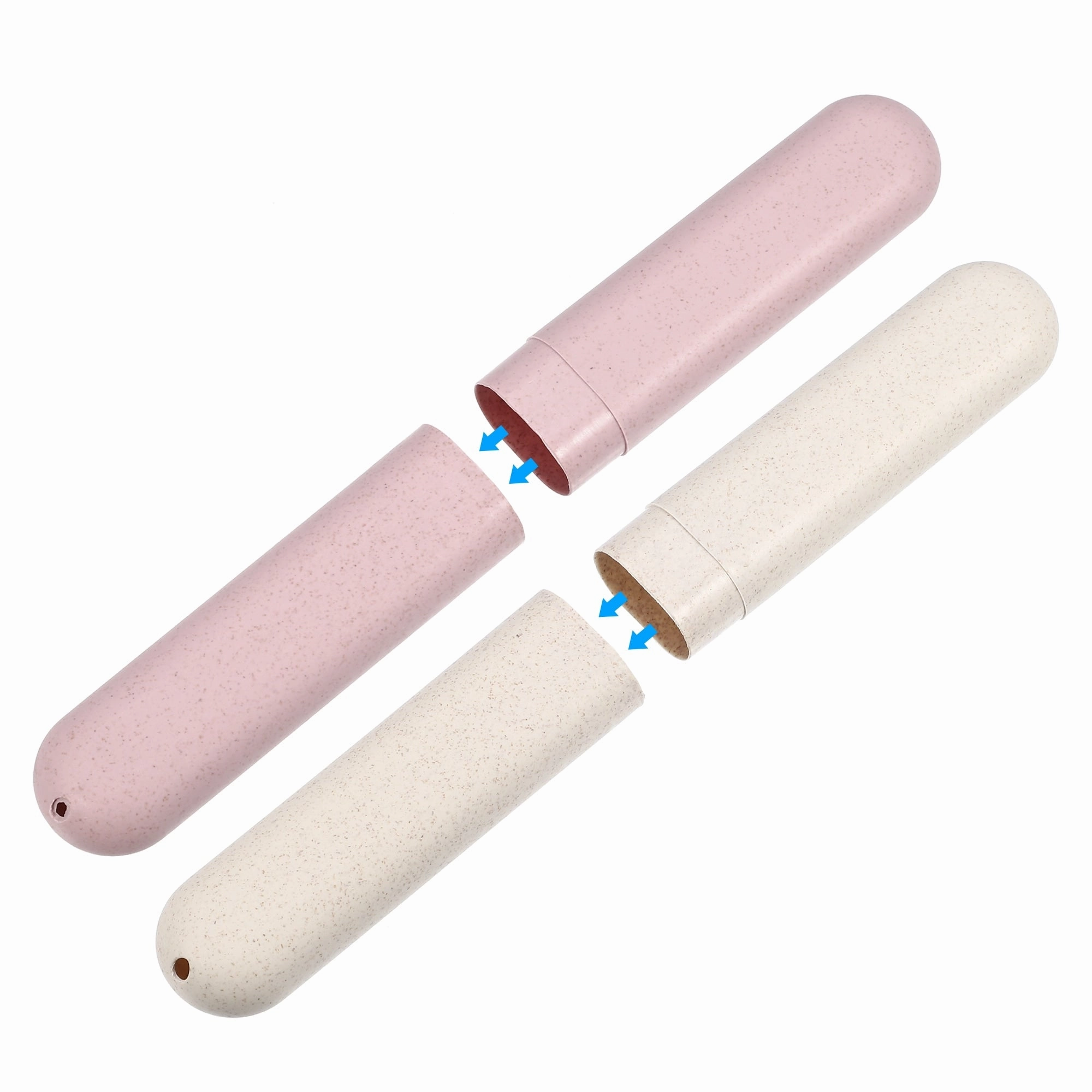 Toothbrush Holders Case for Travel Beige Pink 8.07"x1.22"x0.83" - Pink, Beige