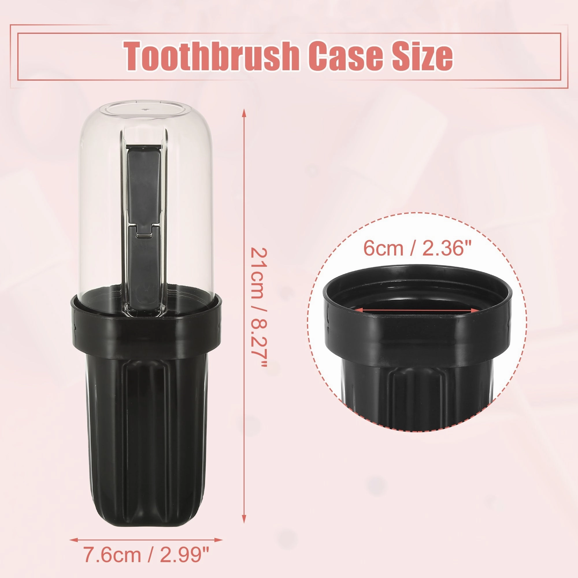 Toothbrush Travel Case, Plastic, Lightweight Traveling Toothbrush Holders Case, 2.99"x2.83"x8.27"