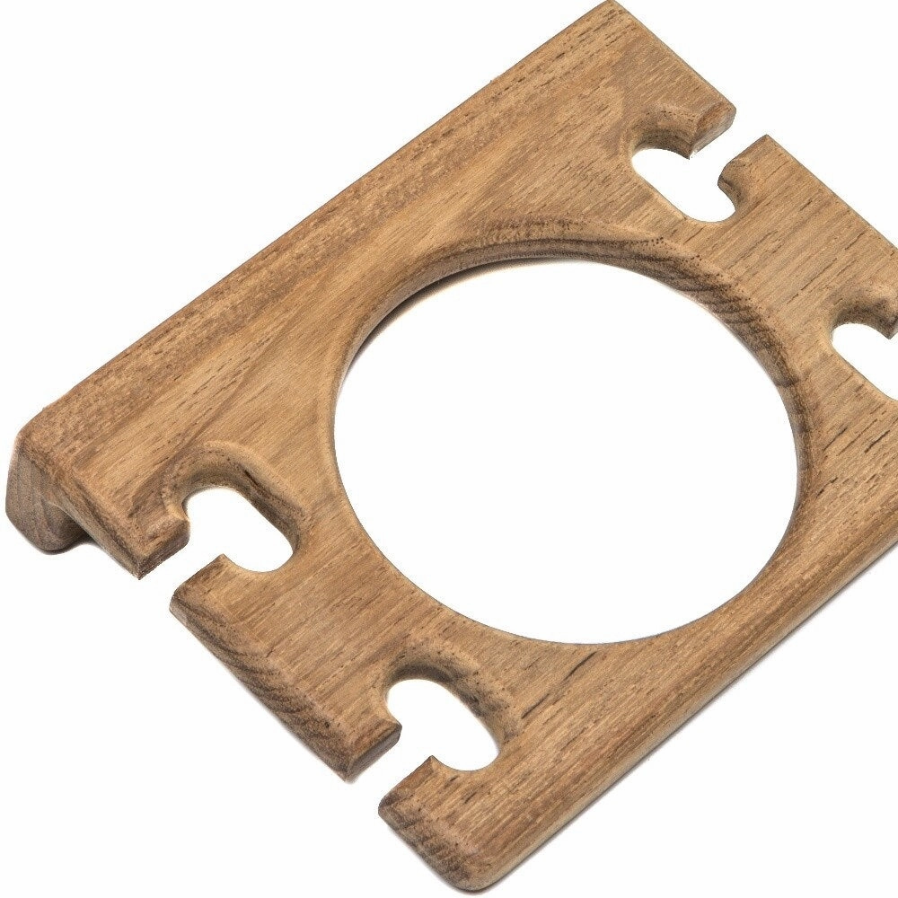 Traditional Solid Teak Wall Mount Glass and Toothbrush Holder - 1" X 4.75" X 3.63"