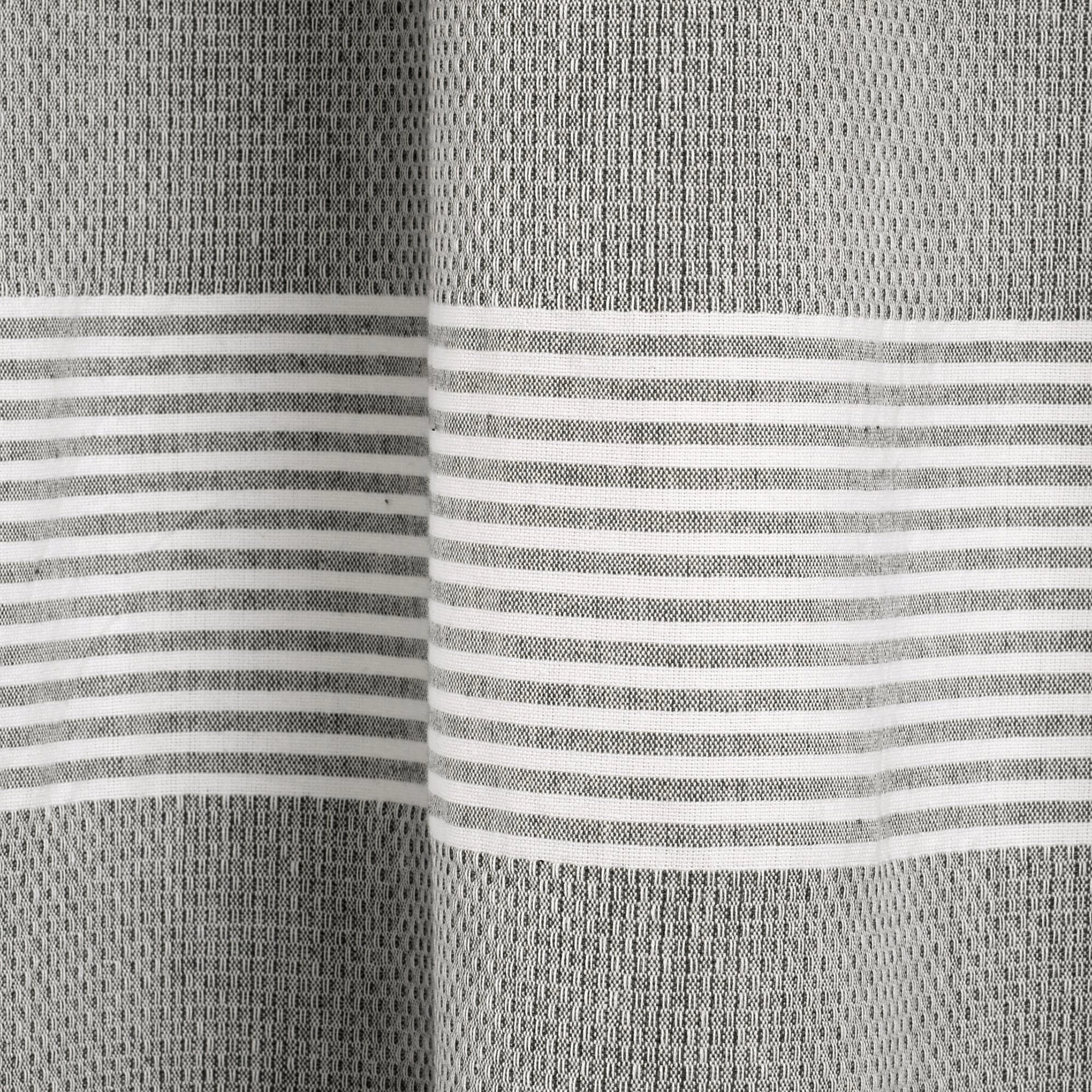 Tucker Stripe Yarn Dyed Knotted Tassel Shower Curtain