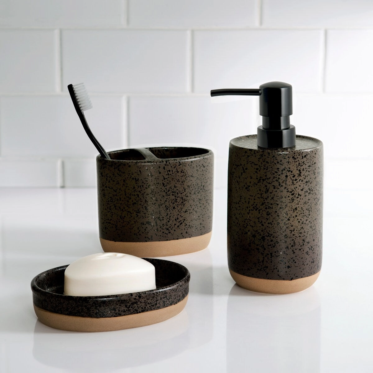 Tuscano Toothbrush Holder - Black/Brown