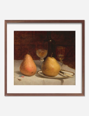 Two Pears on a Tabletop Print by Sanford Robinson Gifford wall art,canvas print,home wall decor