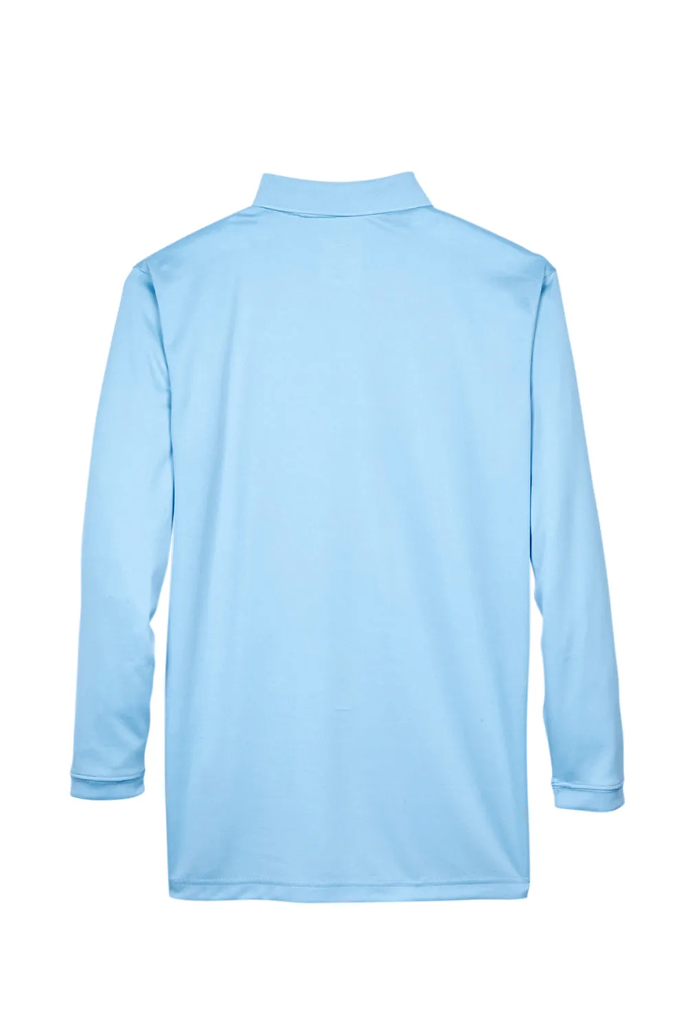 UltraClub Mens Cool & Dry Moisture Wicking Long Sleeve Polo Shirt - Columbia Blue Clothing Ultraclub