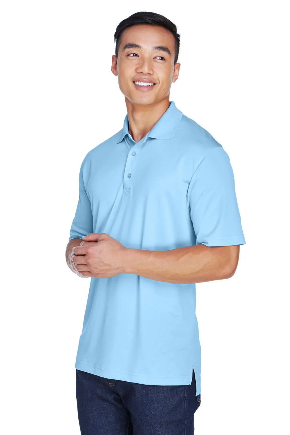 UltraClub Mens Cool & Dry Moisture Wicking Short Sleeve Polo Shirt - Columbia Blue Clothing Ultraclub
