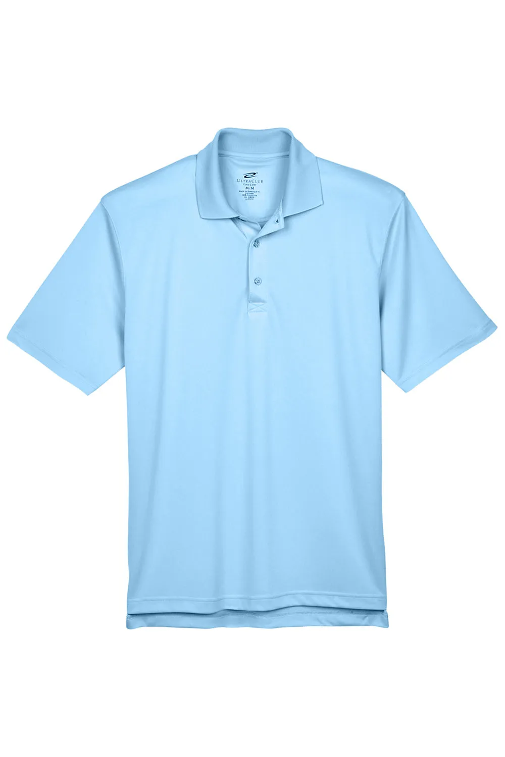 UltraClub Mens Cool & Dry Moisture Wicking Short Sleeve Polo Shirt - Columbia Blue Clothing Ultraclub