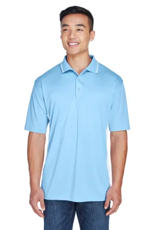 UltraClub Mens Cool & Dry Moisture Wicking Short Sleeve Polo Shirt - Columbia Blue/White Clothing Ultraclub