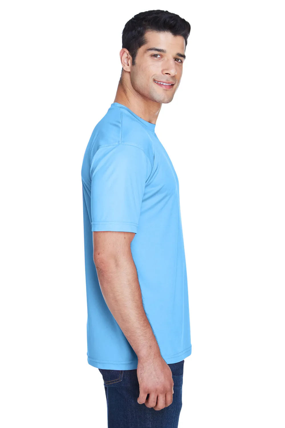 UltraClub Mens Cool & Dry Performance Moisture Wicking Short Sleeve Crewneck T-Shirt - Columbia Blue Clothing Ultraclub