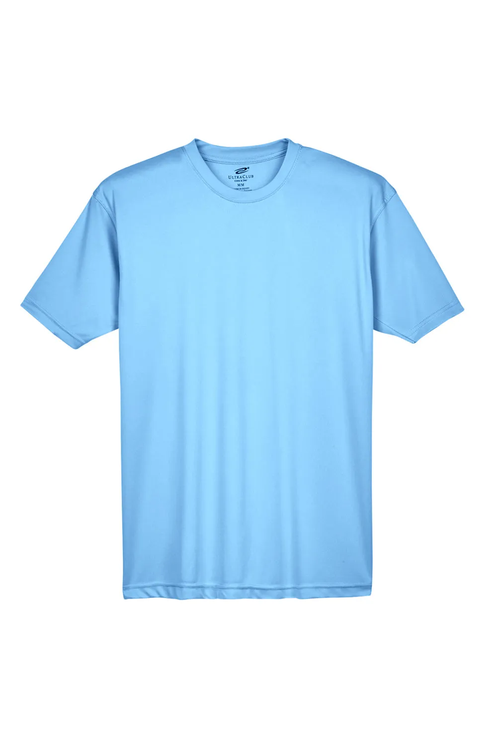 UltraClub Mens Cool & Dry Performance Moisture Wicking Short Sleeve Crewneck T-Shirt - Columbia Blue Clothing Ultraclub