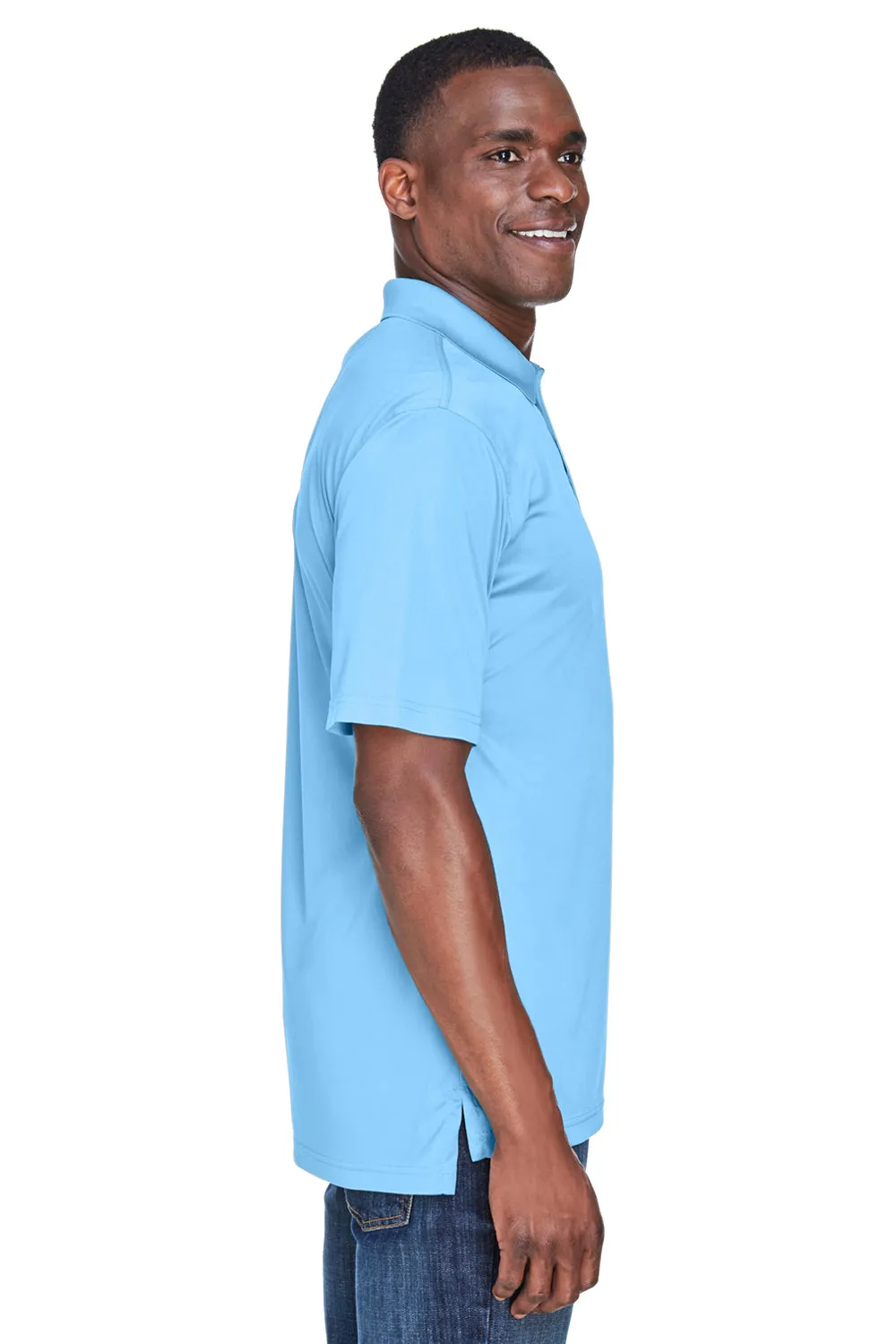 UltraClub Mens Cool & Dry Performance Moisture Wicking Short Sleeve Polo Shirt - Columbia Blue Clothing Ultraclub