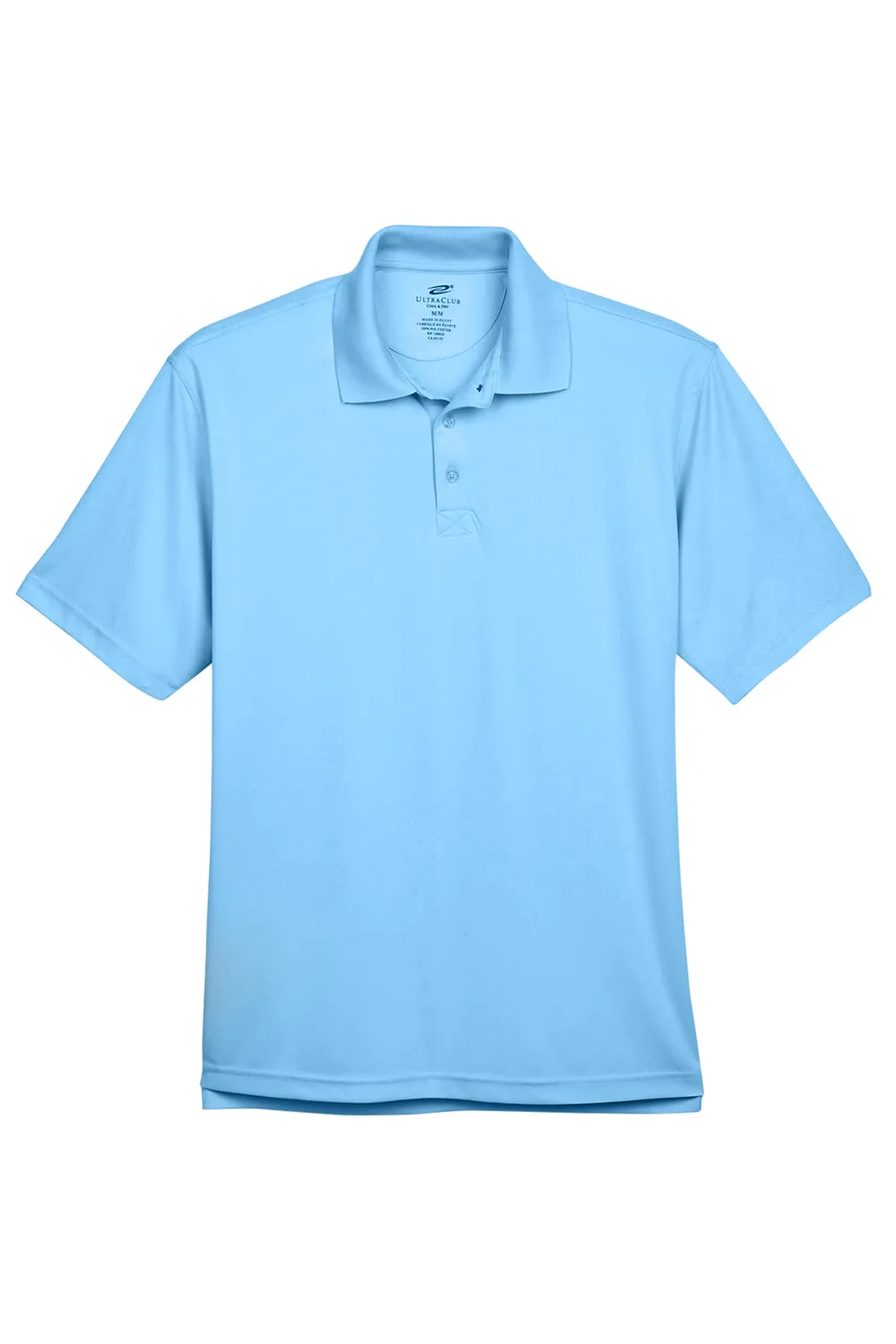 UltraClub Mens Cool & Dry Performance Moisture Wicking Short Sleeve Polo Shirt - Columbia Blue Clothing Ultraclub