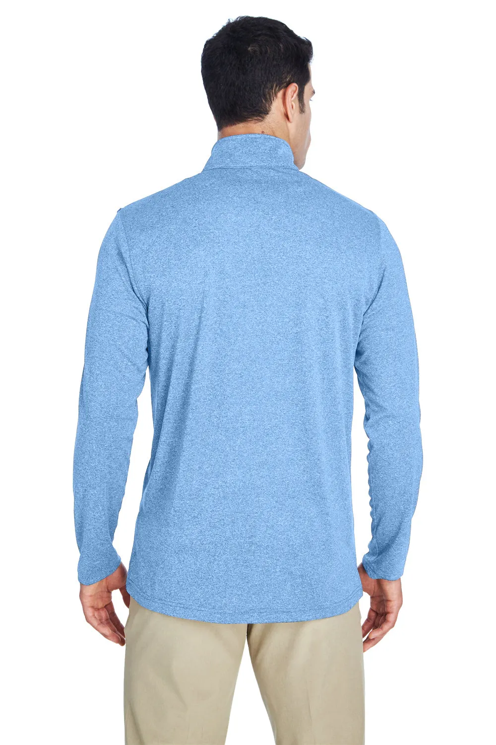 UltraClub Mens Heather Cool & Dry Performance Moisture Wicking 1/4 Zip Sweatshirt - Heather Columbia Blue Clothing Ultraclub