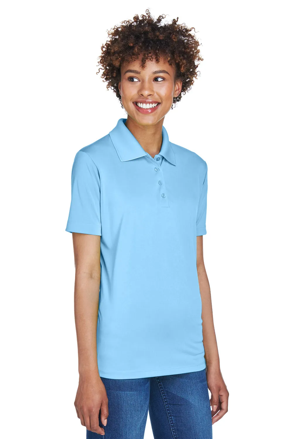 UltraClub Womens Cool & Dry 8 Star Elite Performance Moisture Wicking Short Sleeve Polo Shirt - Columbia Blue Clothing Ultraclub
