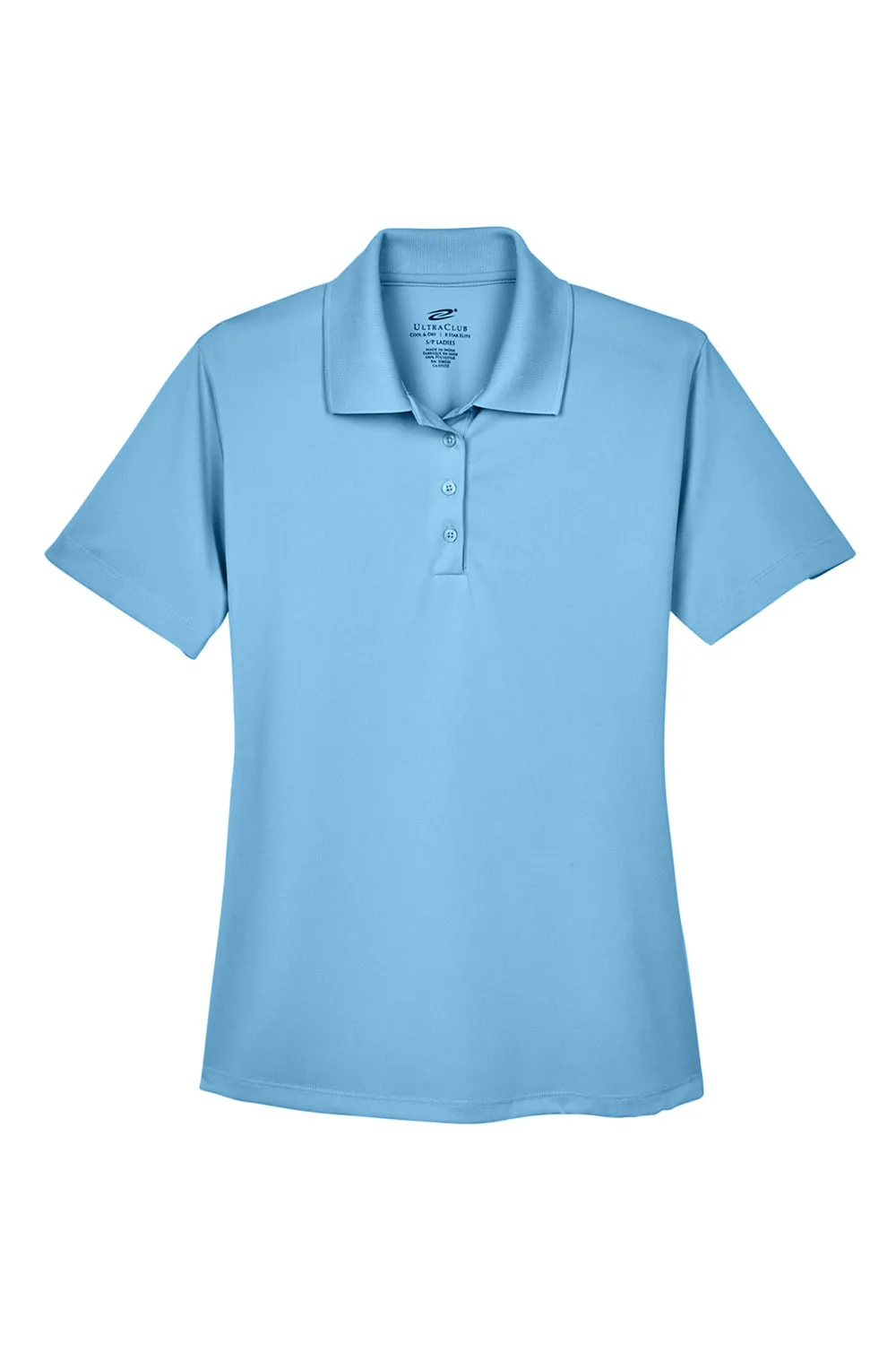UltraClub Womens Cool & Dry 8 Star Elite Performance Moisture Wicking Short Sleeve Polo Shirt - Columbia Blue Clothing Ultraclub