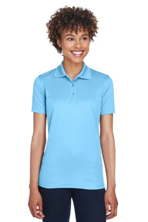 UltraClub Womens Cool & Dry Moisture Wicking Short Sleeve Polo Shirt - Columbia Blue Clothing Ultraclub