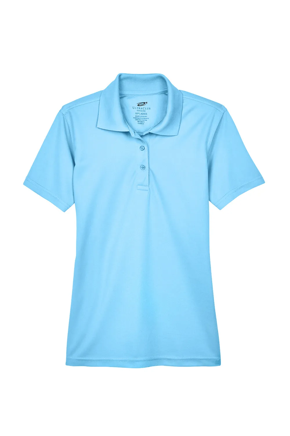 UltraClub Womens Cool & Dry Moisture Wicking Short Sleeve Polo Shirt - Columbia Blue Clothing Ultraclub