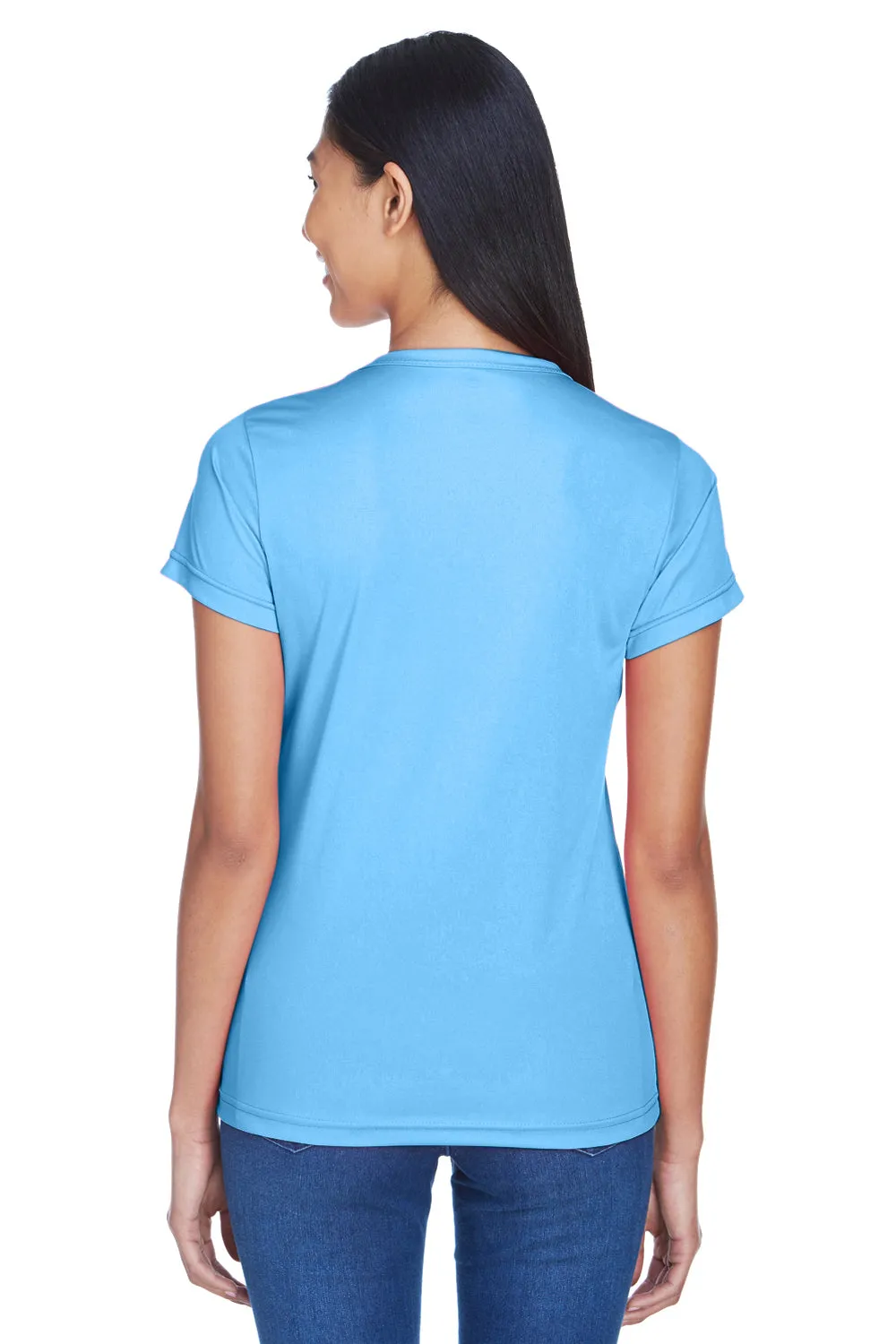UltraClub Womens Cool & Dry Performance Moisture Wicking Short Sleeve Crewneck T-Shirt - Columbia Blue Clothing Ultraclub