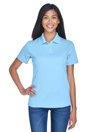 UltraClub Womens Cool & Dry Performance Moisture Wicking Short Sleeve Polo Shirt - Columbia Blue Clothing Ultraclub
