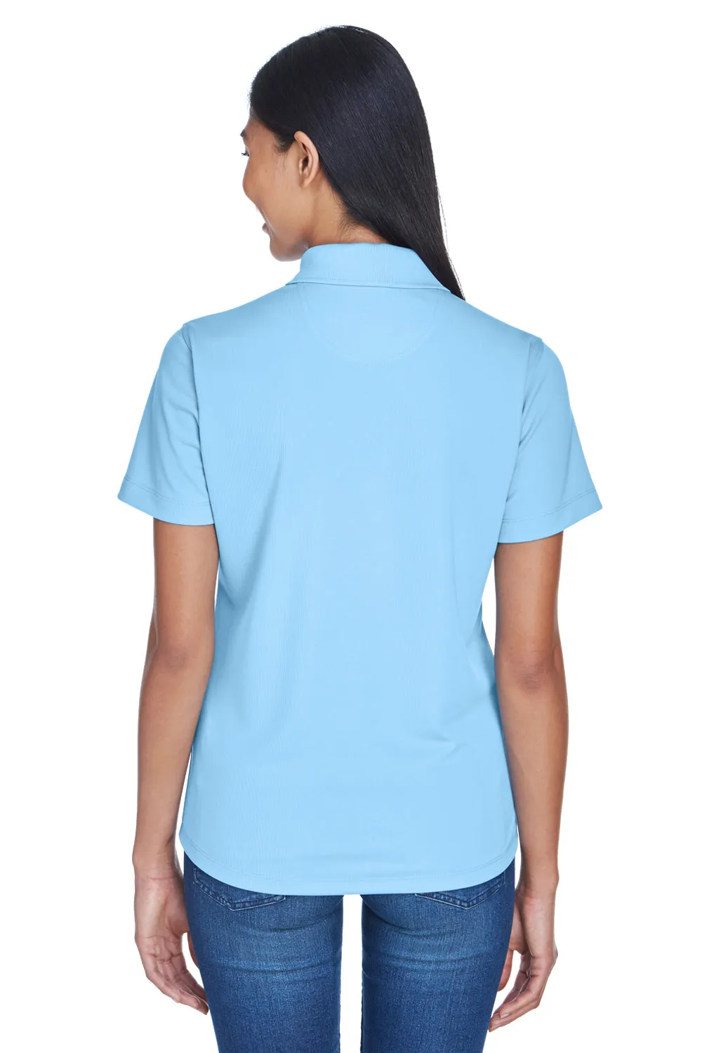 UltraClub Womens Cool & Dry Performance Moisture Wicking Short Sleeve Polo Shirt - Columbia Blue Clothing Ultraclub
