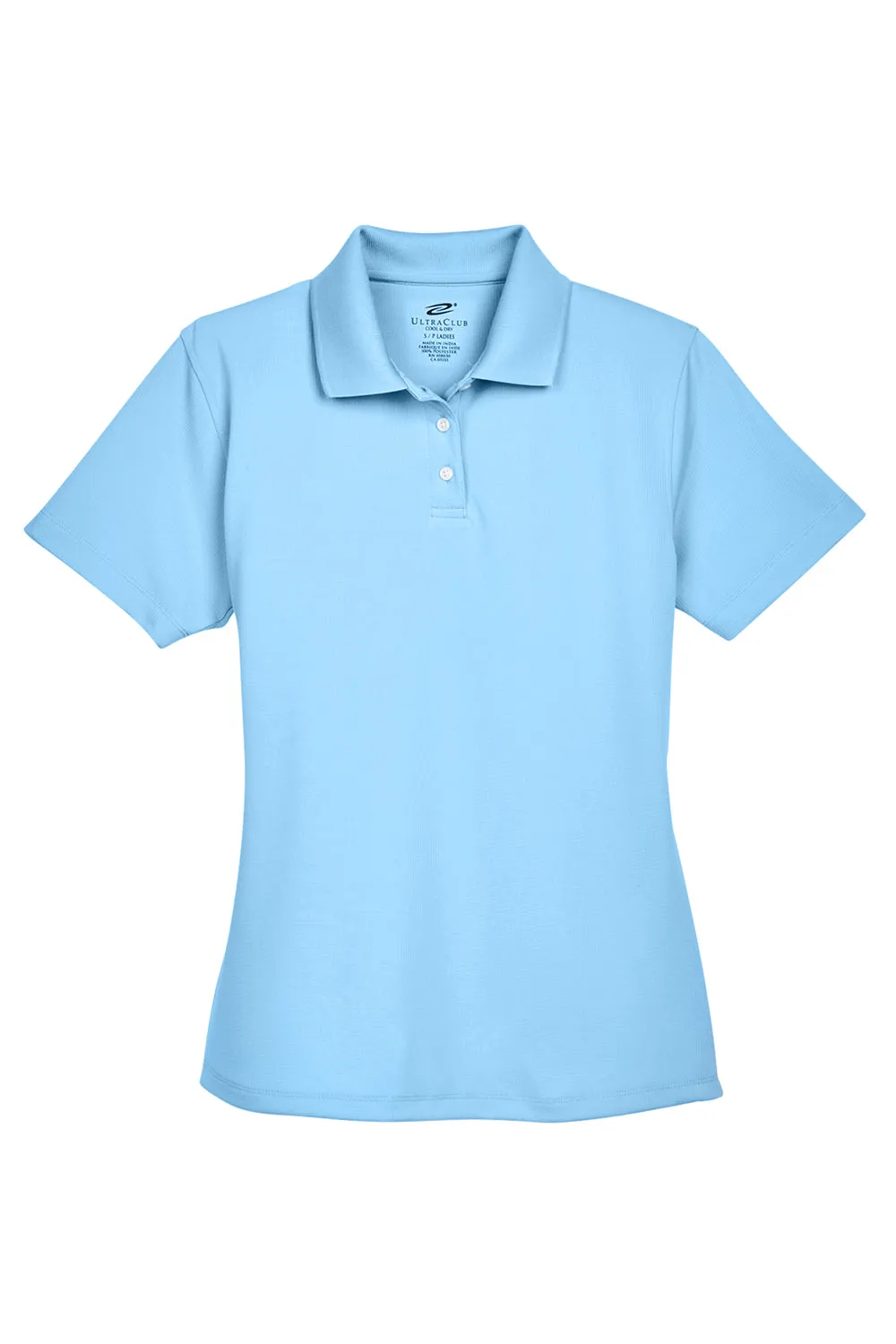 UltraClub Womens Cool & Dry Performance Moisture Wicking Short Sleeve Polo Shirt - Columbia Blue Clothing Ultraclub