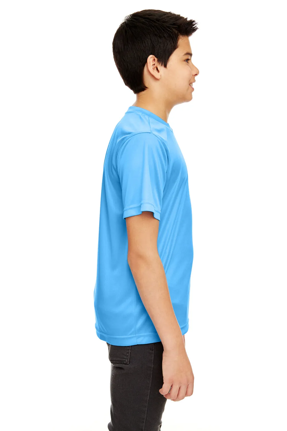 UltraClub Youth Cool & Dry Performance Moisture Wicking Short Sleeve Crewneck T-Shirt - Columbia Blue Clothing Ultraclub