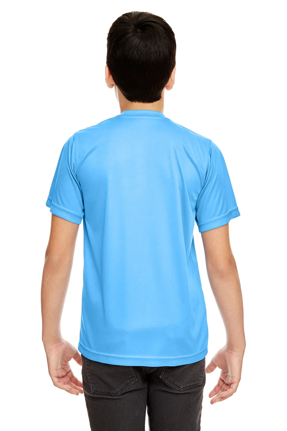 UltraClub Youth Cool & Dry Performance Moisture Wicking Short Sleeve Crewneck T-Shirt - Columbia Blue Clothing Ultraclub