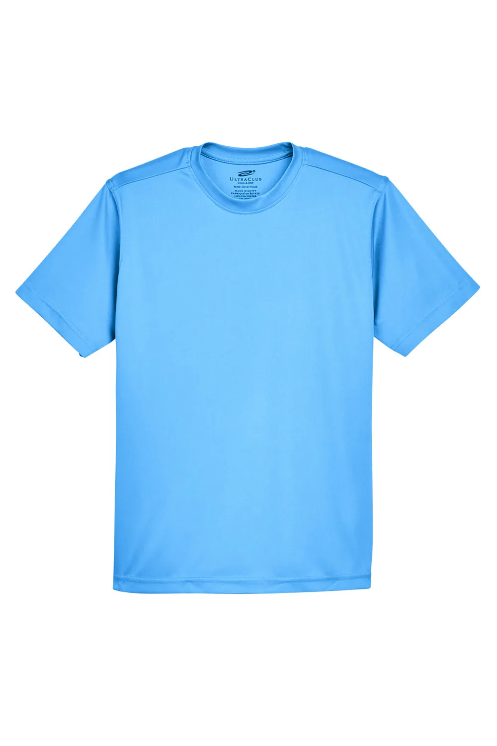 UltraClub Youth Cool & Dry Performance Moisture Wicking Short Sleeve Crewneck T-Shirt - Columbia Blue Clothing Ultraclub