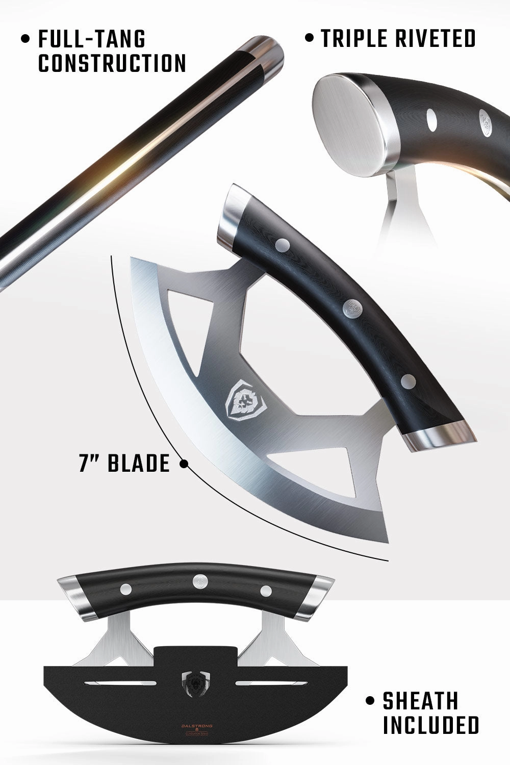 Ulu Rocking Knife 7" | Gladiator Series | NSF Certified | Dalstrong 