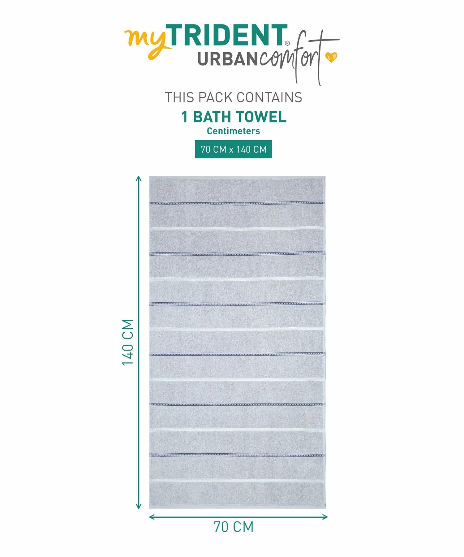 Urban Comfort 100% Cotton Bath Towel, Durable, Light Weight, Dry Fast, Disty Grey