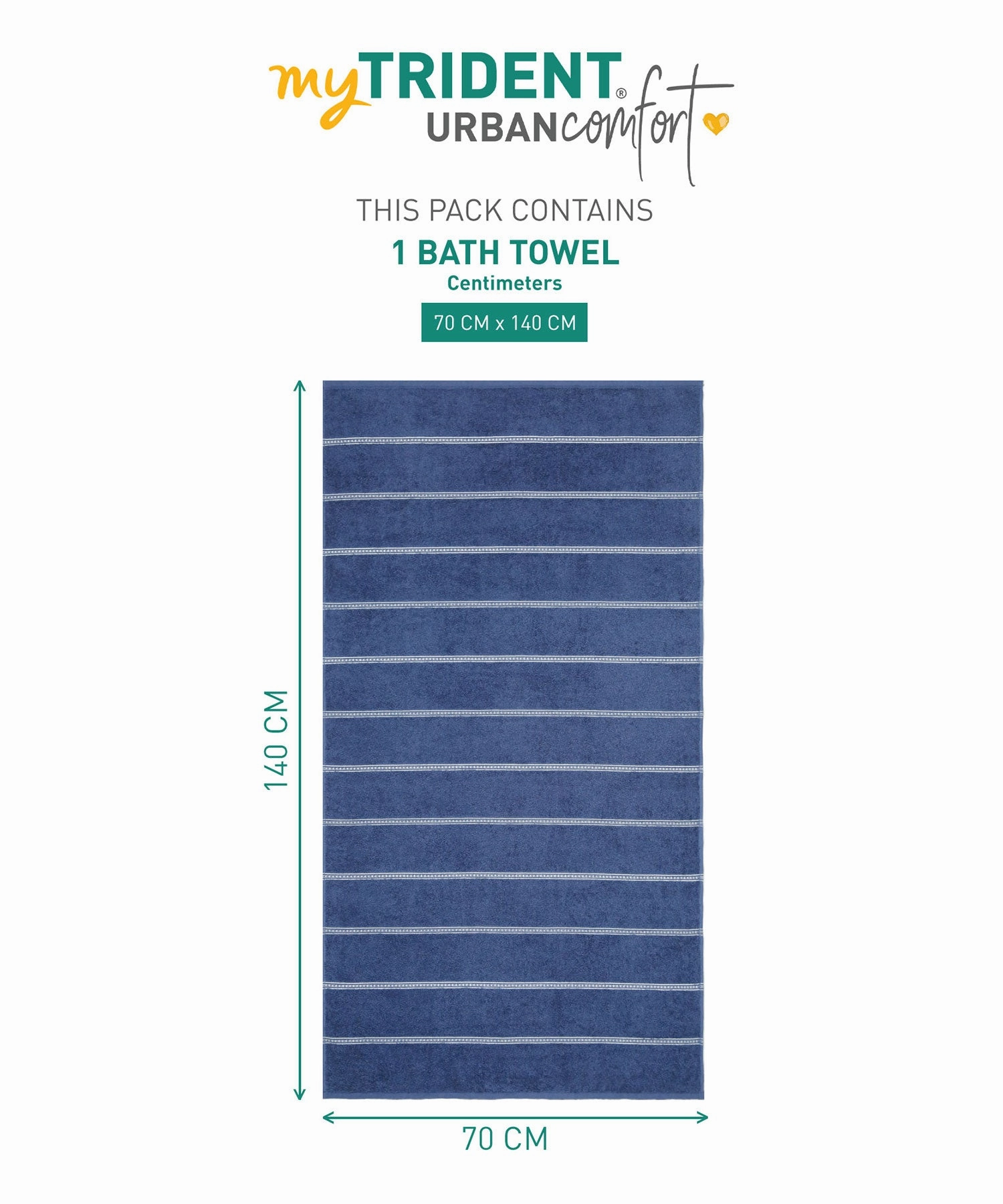 Urban Comfort 100% Cotton Bath Towel, Durable, Light Weight, Dry Fast, Doodle Blue