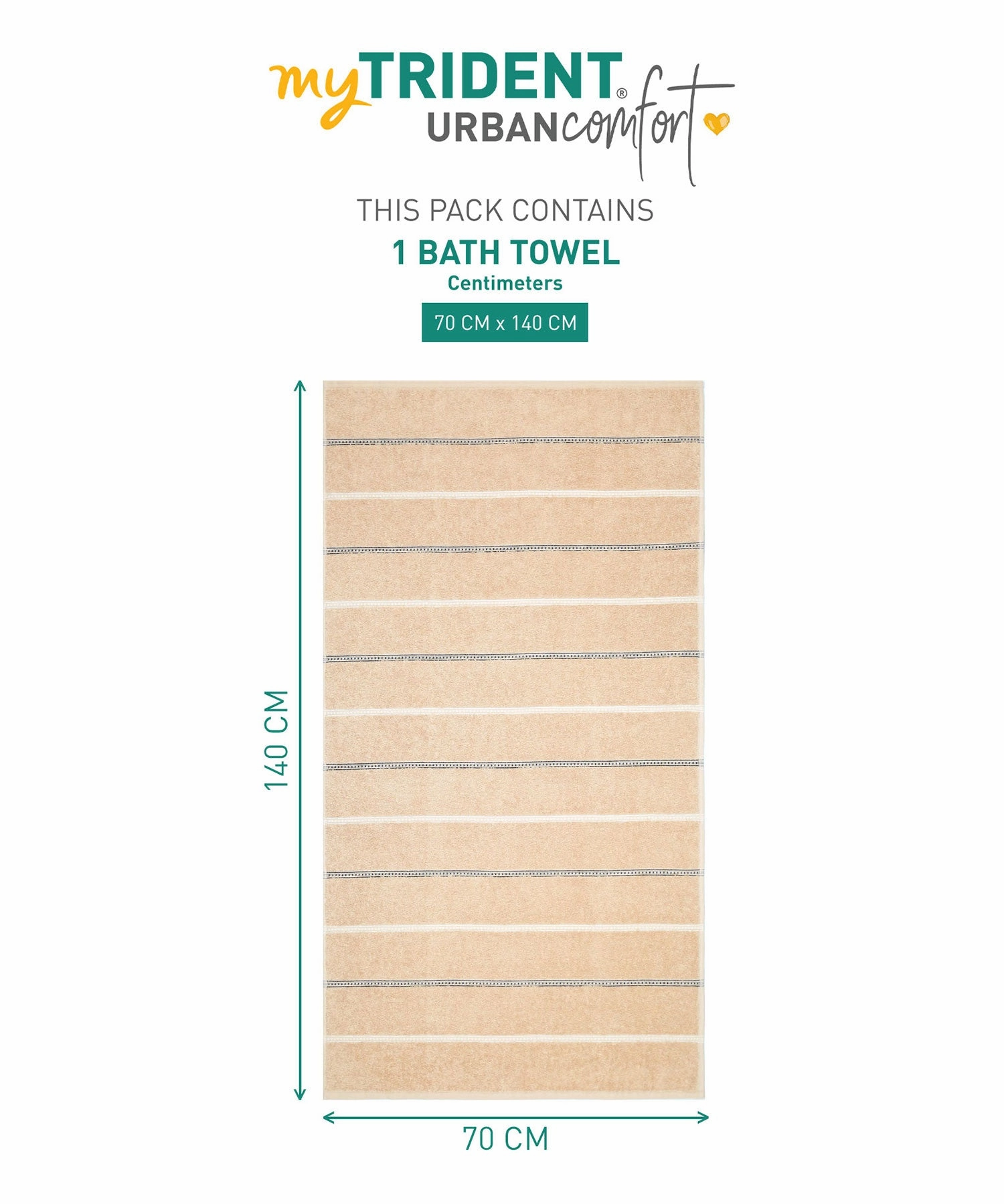 Urban Comfort 100% Cotton Bath Towel, Durable, Light Weight, Dry Fast, Hexa Brown