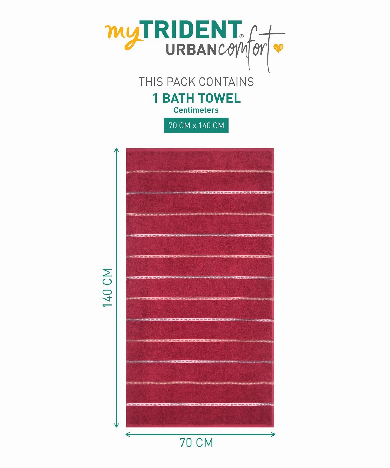 Urban Comfort 100% Cotton Bath Towel, Durable, Light Weight, Dry Fast, Rosie Wine