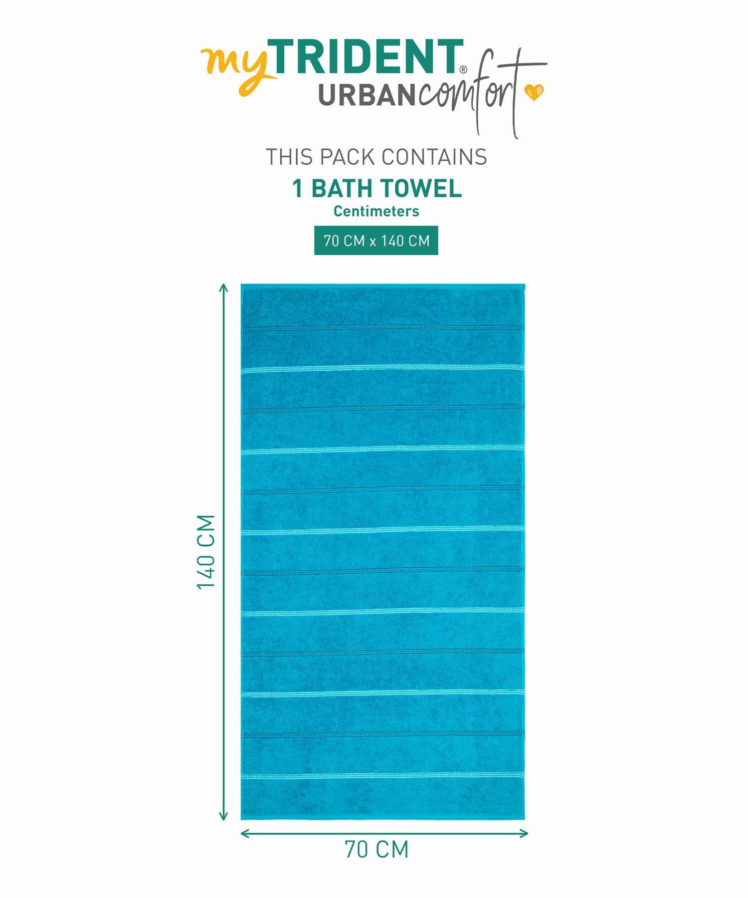 Urban Comfort 100% Cotton Bath Towel, Durable, Light Weight, Dry Fast, Tiffany Teal
